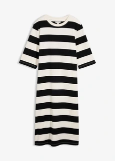 Robe en jersey interlock épais, Couleur: noir-écru rayé