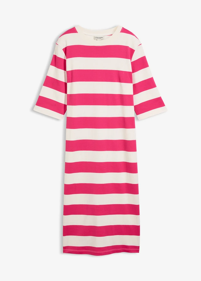 Shirtjurk van stevige interlockstof, Kleur: pinklady-wolwit gestreept