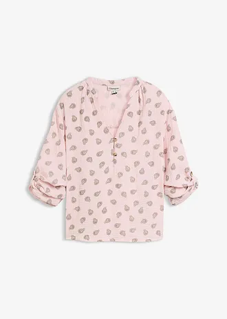 Oversized blouse van luchtige mousseline, Kleur: lichtroze paisley