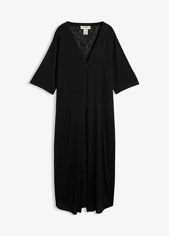 Mantou tricotat cu aspect de in, culoare: negru