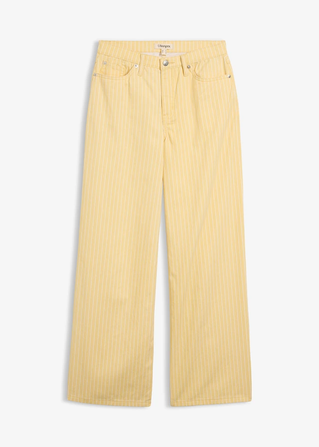 Twill broek van katoen, Kleur: lichtgeel gestreept