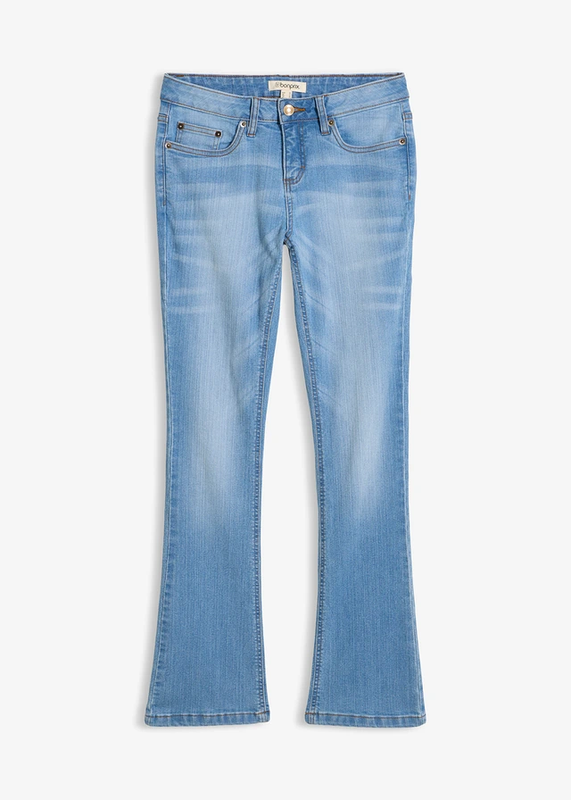 Komfort-strečové džínsy, bootcut, stredná výška pásu, farba: svetlomodrá denim used