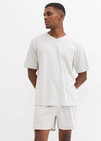 Shortama met katoen (4-dlg. set) • lichtgrijs gemêleerd/antraciet gemêleerd • bonprix online shop