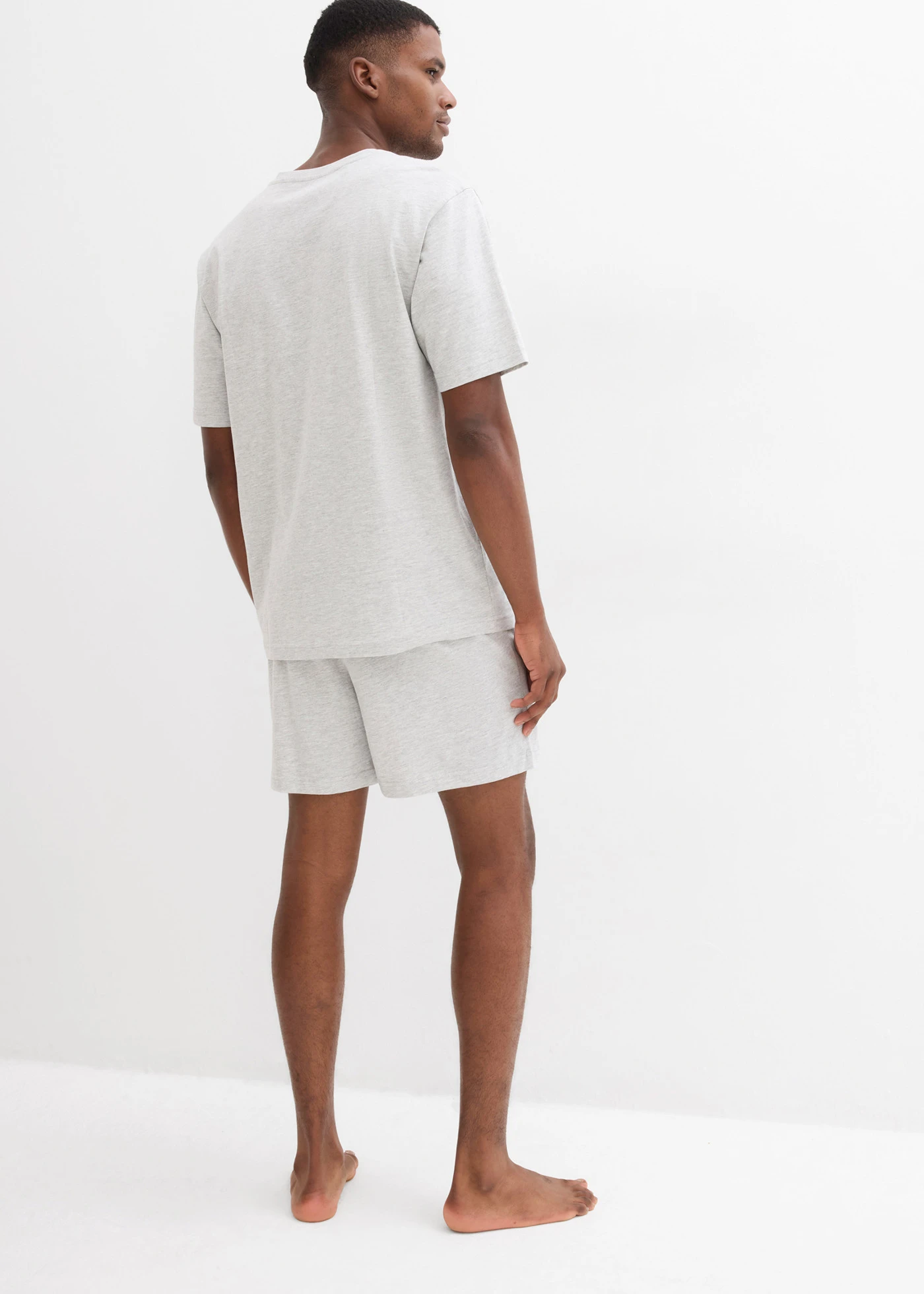 Rövidnadrágos pizsama pamuttal (4-részes szett) • világosszürke melírozott-antracitszürke melírozott • bonprix áruház