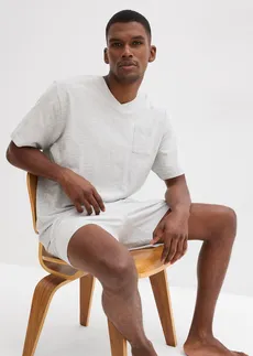 Krátké pyžamo s bavlnou (4dílná souprava) • světle šedý melír + antracitový melír • bonprix obchod