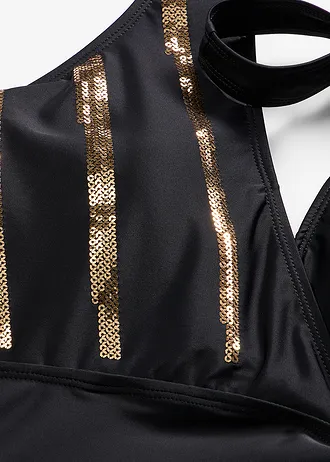 Tankini avec sequins (ens. 2 pces) • noir/doré • Boutique bonprix