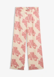 Pantalon large à pinces 100% lin