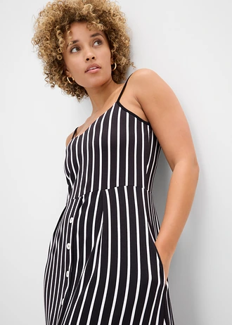 Robe midi en douce viscose extensible • noir-écru rayé • Boutique bonprix