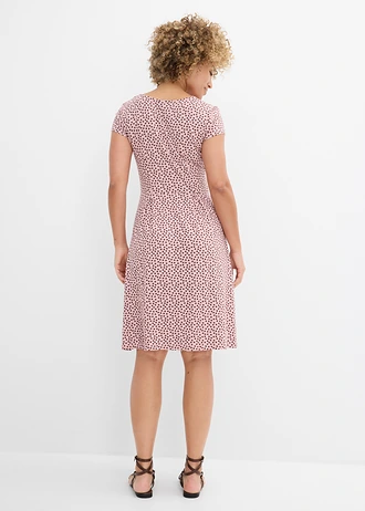 Jersey jurk in een viscosemix, Kleur: asroze-bruin met print
