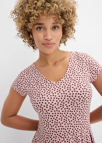 Jersey jurk in een viscosemix • asroze-bruin met print • bonprix online shop