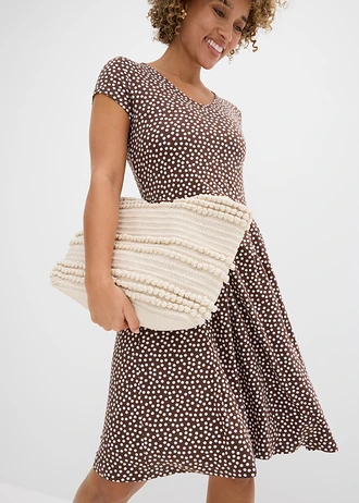 Rochie din jerse din amestec cu viscoză • maro-ecru cu imprimeu • magazin bonprix