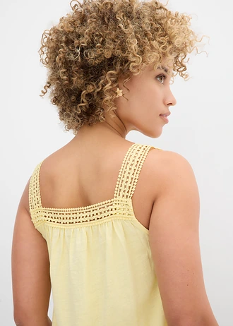 Top ample avec bretelles en dentelle • jaune clair • Boutique bonprix