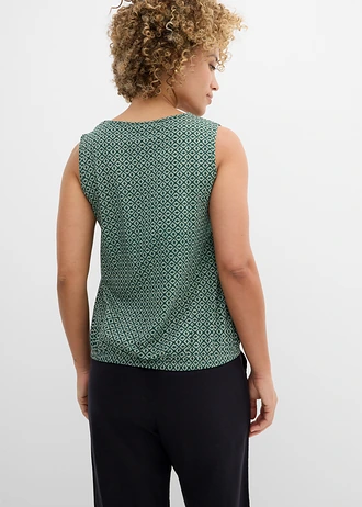 Top met elastiek • bleekgroen/mat groen gedessineerd • bonprix online shop