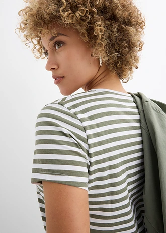 T-shirt rayé • olive-blanc rayé • Boutique bonprix
