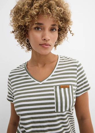 T-shirt rayé • olive-blanc rayé • Boutique bonprix