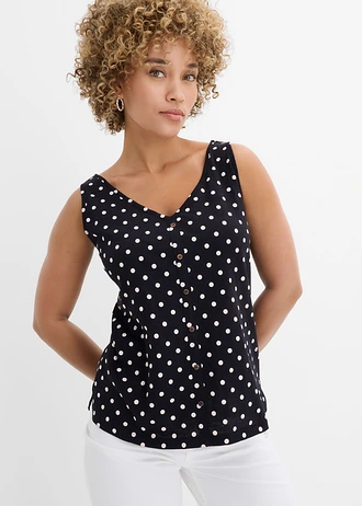 Top cu fentă cu nasturi • negru/alb punctat • magazin bonprix