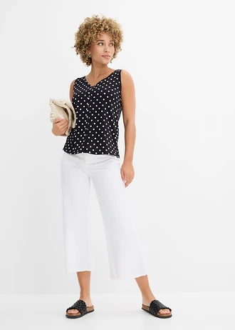 Top met knoopsluiting • zwart-wit gestippeld • bonprix online shop