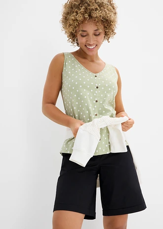 Top met knoopsluiting • lichtgroen/wit gestippeld • bonprix online shop