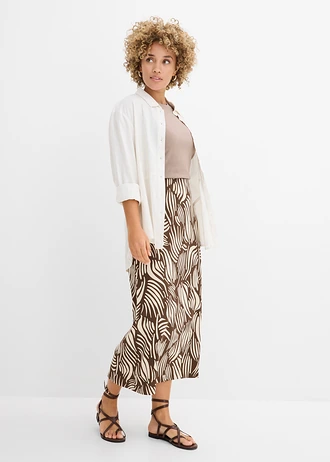 Jupe en jersey coton, Couleur: marron/beige galet imprimé