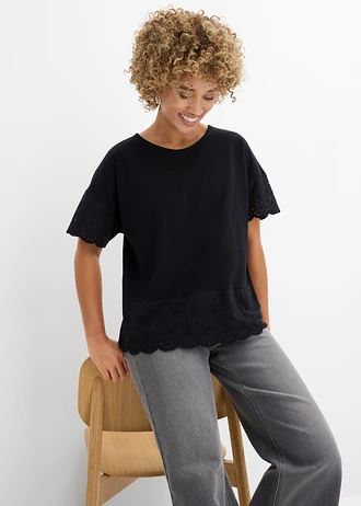 T-shirt z czystej bawełny organicznej • czarny • sklep bonprix