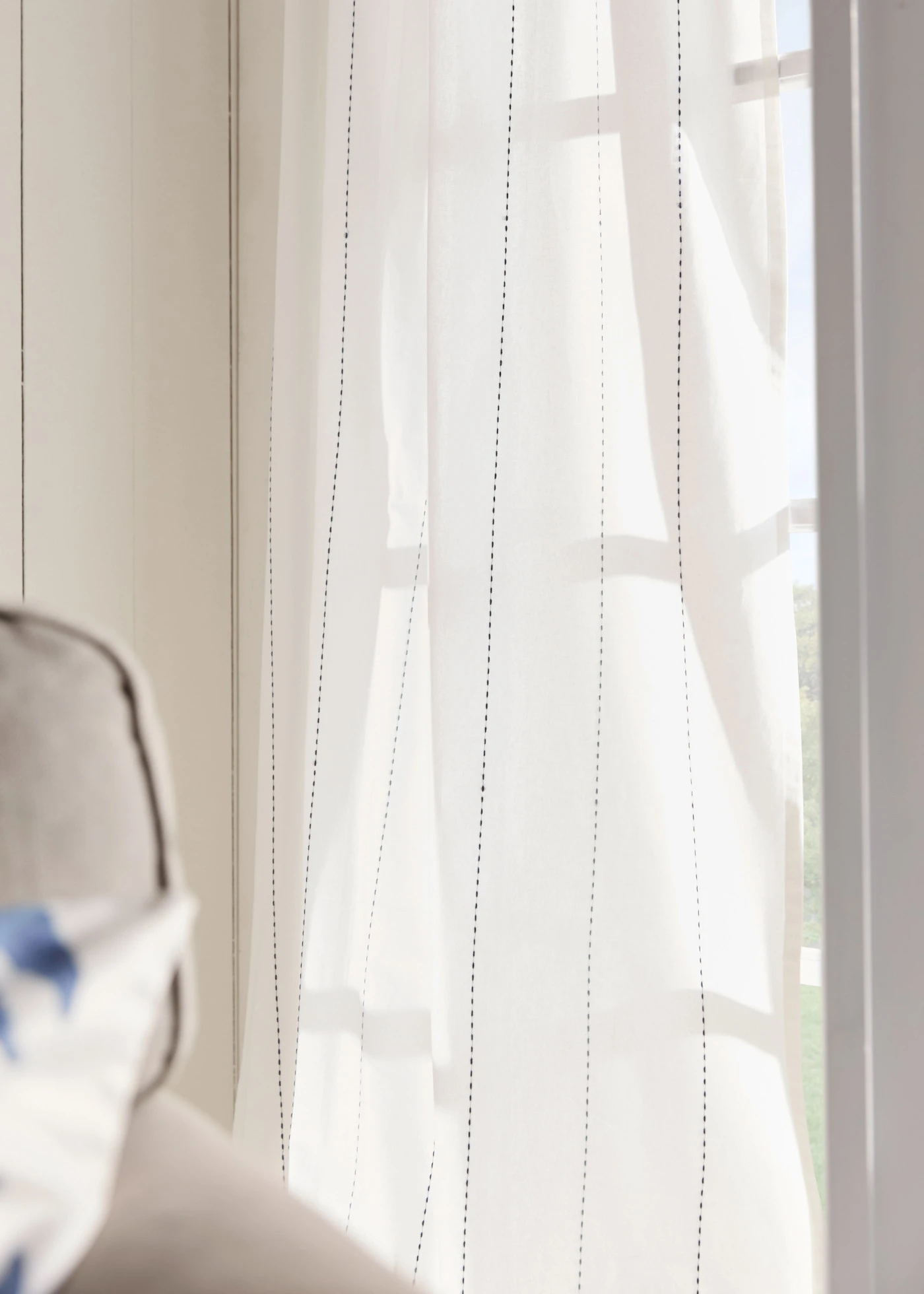 Gordijn met geweven strepen (1 stuk) • crème-blauw • bonprix online shop