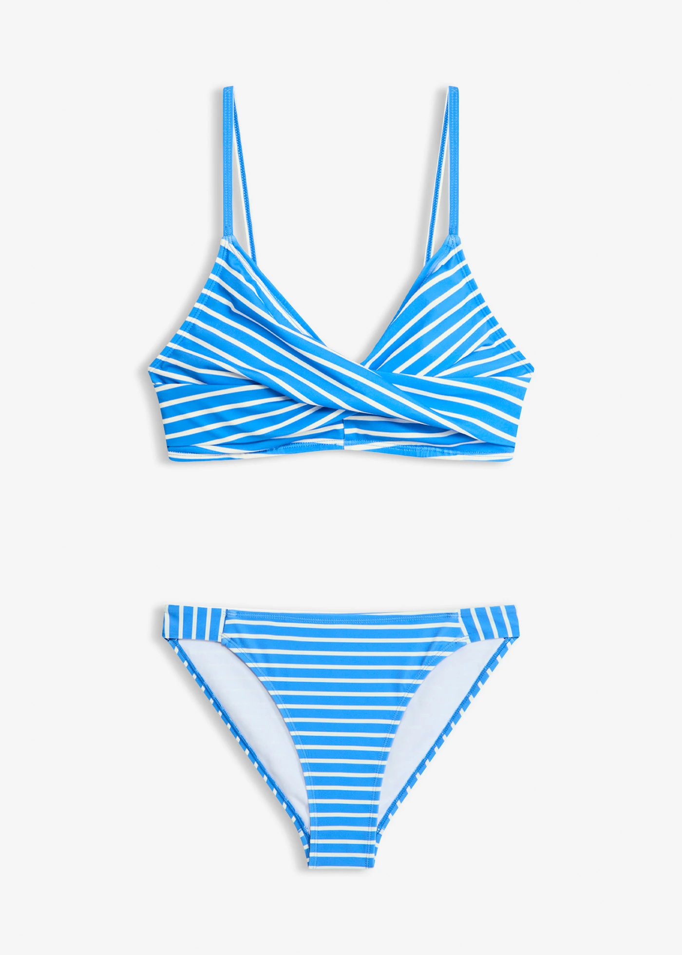 Bikini effet croisé (ens. 2 pces) • bleu acier rayé • Boutique bonprix
