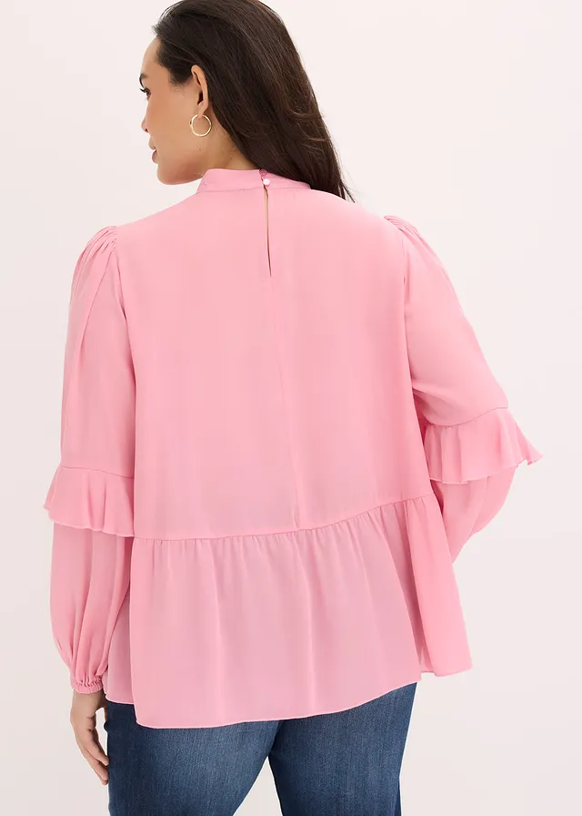 Tuniekblouse met volants, Kleur: rookorchidee