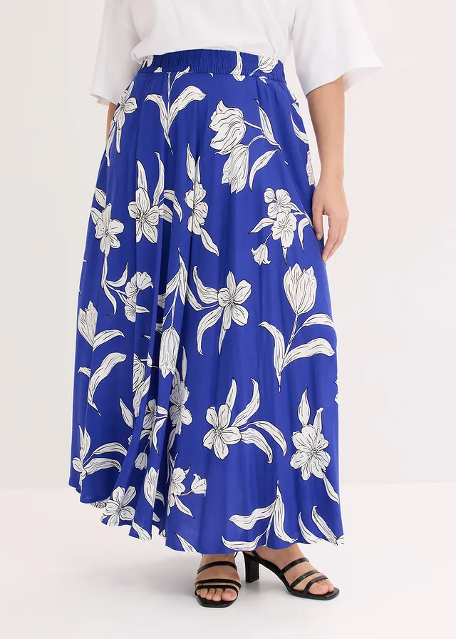 Maxi rok, Kleur: blauw gebloemd