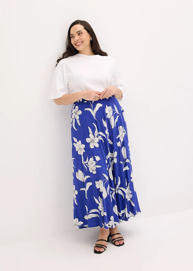 Maxi rok, Kleur: blauw gebloemd