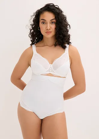 Sťahovacie nohavičky, Medium Highwaist, zdobené, farba: biela