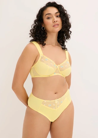 Maxikalhotky s jemnou výšivkou • světle žlutá s květy • bonprix obchod