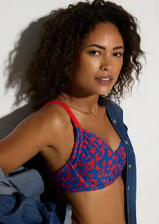 Bikini à armatures et nouettes (ens. 2 pces) • bleu-rouge léopard • Boutique bonprix