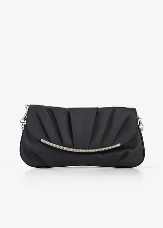 Clutch met stras, Kleur: zwart