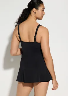 Robe de bain sculptante, jambe longue, maintien léger • noir-bleu graphique • Boutique bonprix