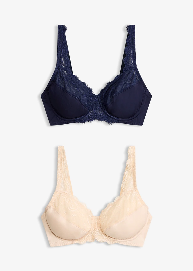 Lot de 2 soutiens-gorge à armatures et dentelle