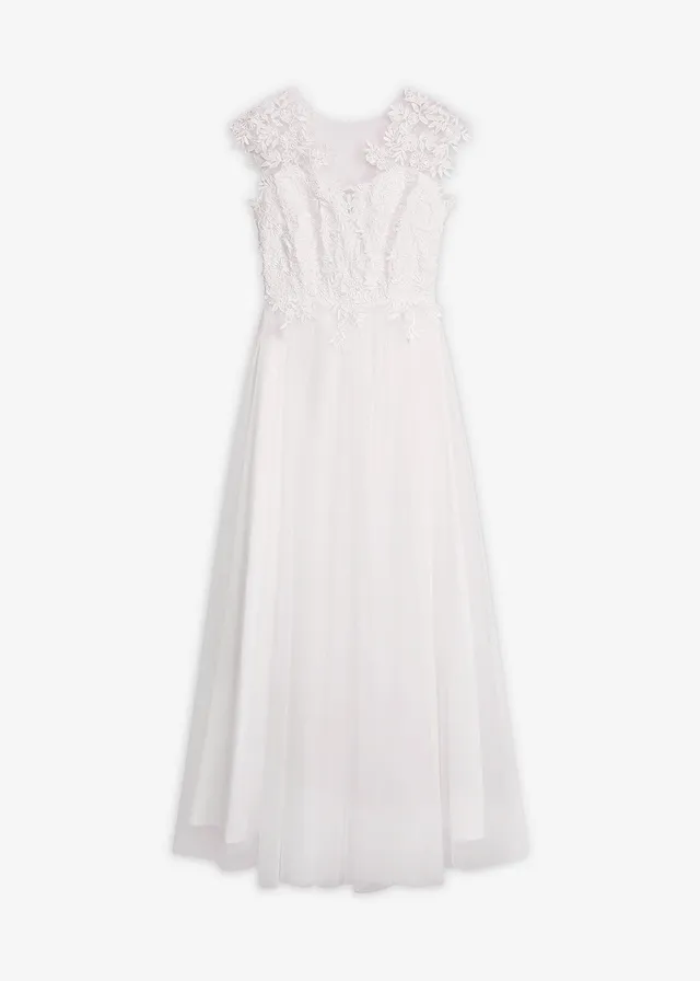 Robe de mariée en tulle délicat et dentelle, Couleur: écru
