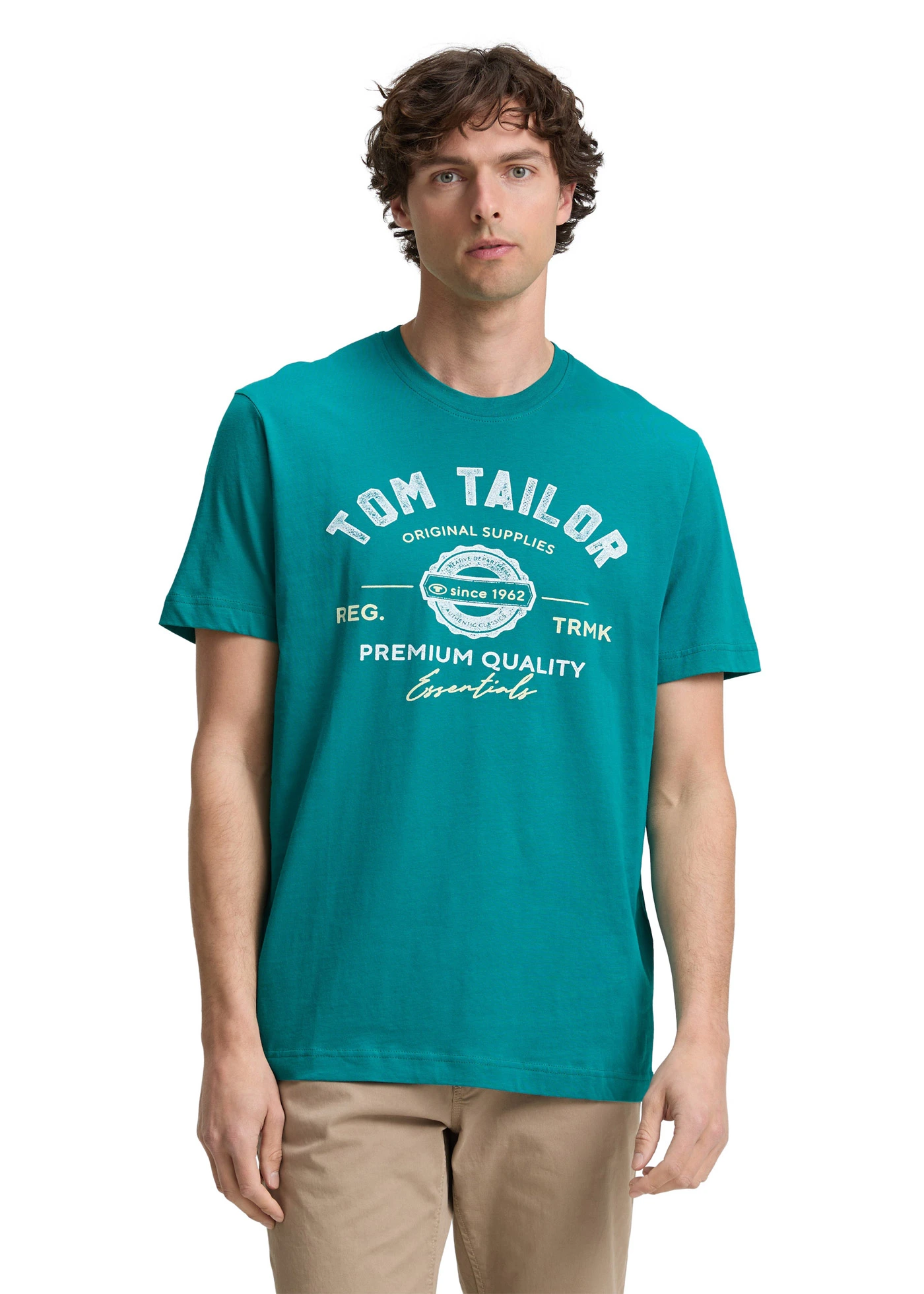 T-shirt marki Tom Tailor • ciemnozielony z nadrukiem • sklep bonprix