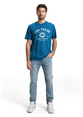 Tricou Tom Tailor • albastru-petrol cu imprimeu • magazin bonprix