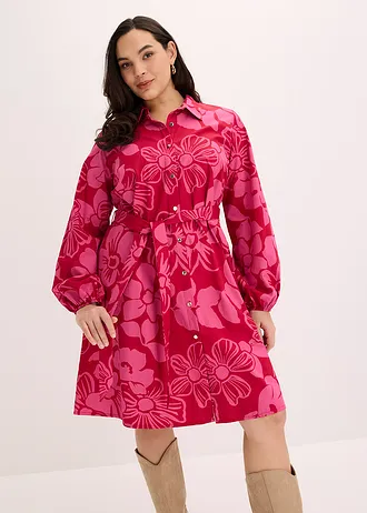 Blúz ruha tiszta pamutból, szín: pink/virágmintás