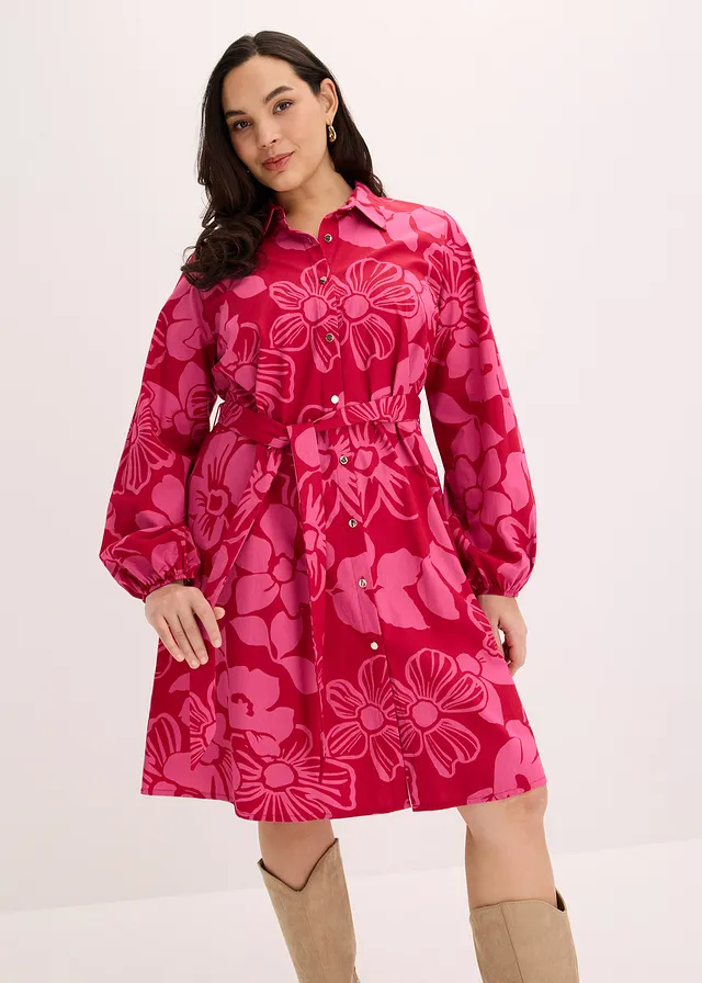 Blousejurk van puur katoen, Kleur: pink gebloemd