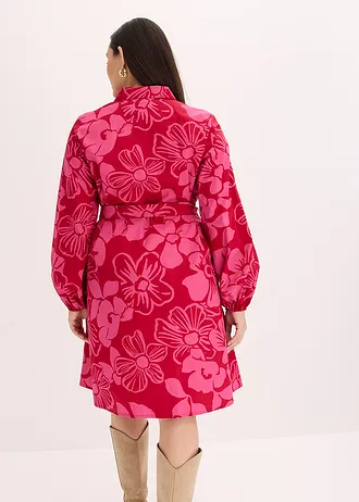 Robe-chemise 100% coton, Couleur: rose vif floral