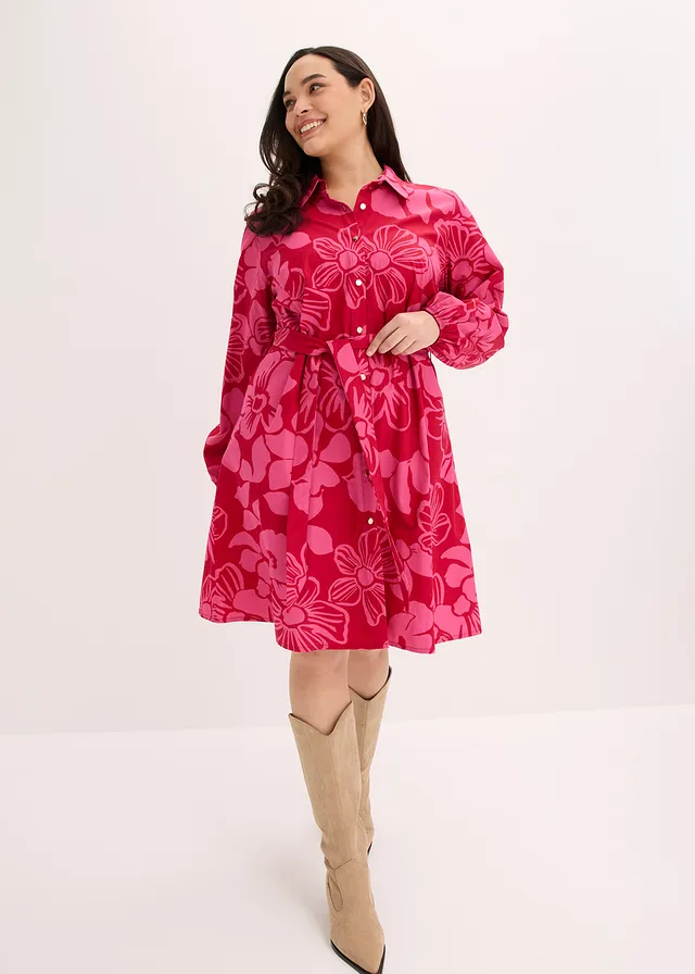 Blousejurk van puur katoen, Kleur: pink gebloemd