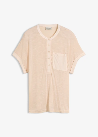 T-shirt van puur viscose, Kleur: sandbeige