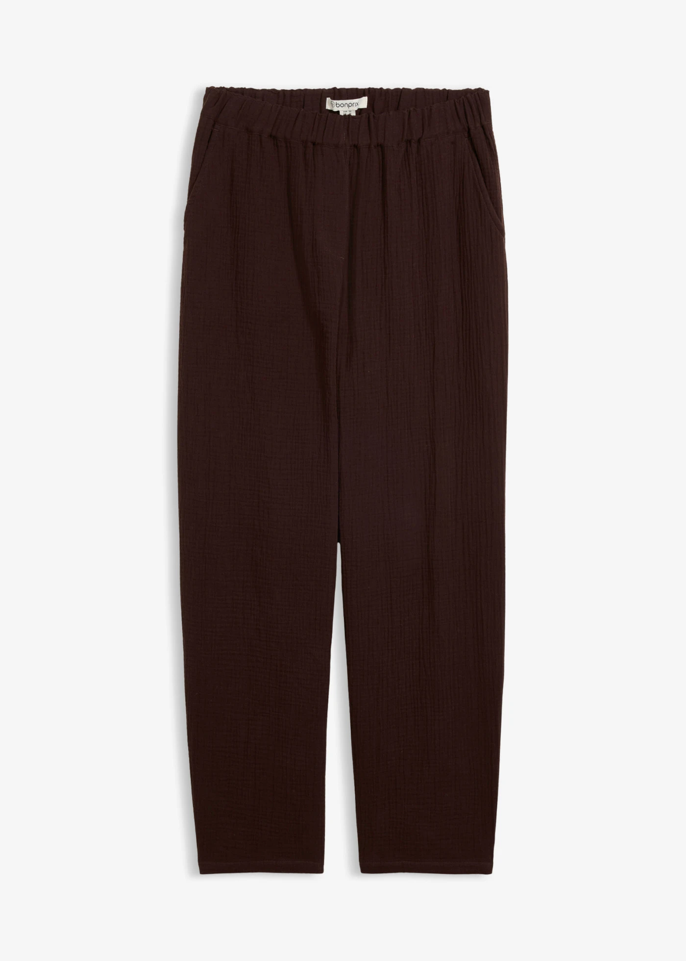 Pantalon barrel en gaze 100% coton • marron foncé • Boutique bonprix