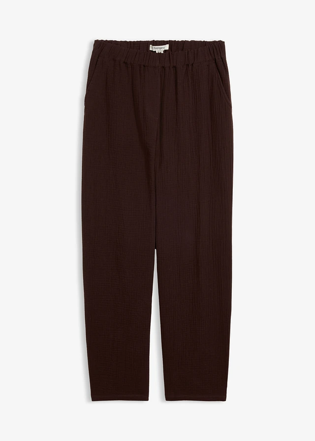 Pantalon barrel en gaze 100% coton
