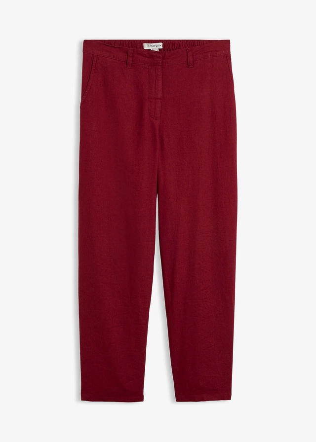 Barrel broek in een linnen-viscosemix