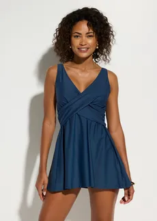 Tankini long (ens. 2 pces) à encolure V, Couleur: bleu profond