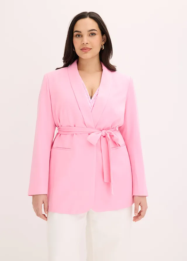Blazer met ceintuur, Kleur: roze