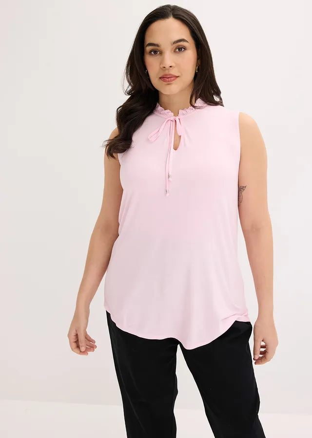 Top en viscose extensible, Couleur: rose cristal