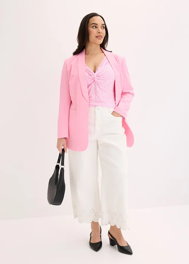 Blouse en jersey viscose extensible, Couleur: rose/blanc floral